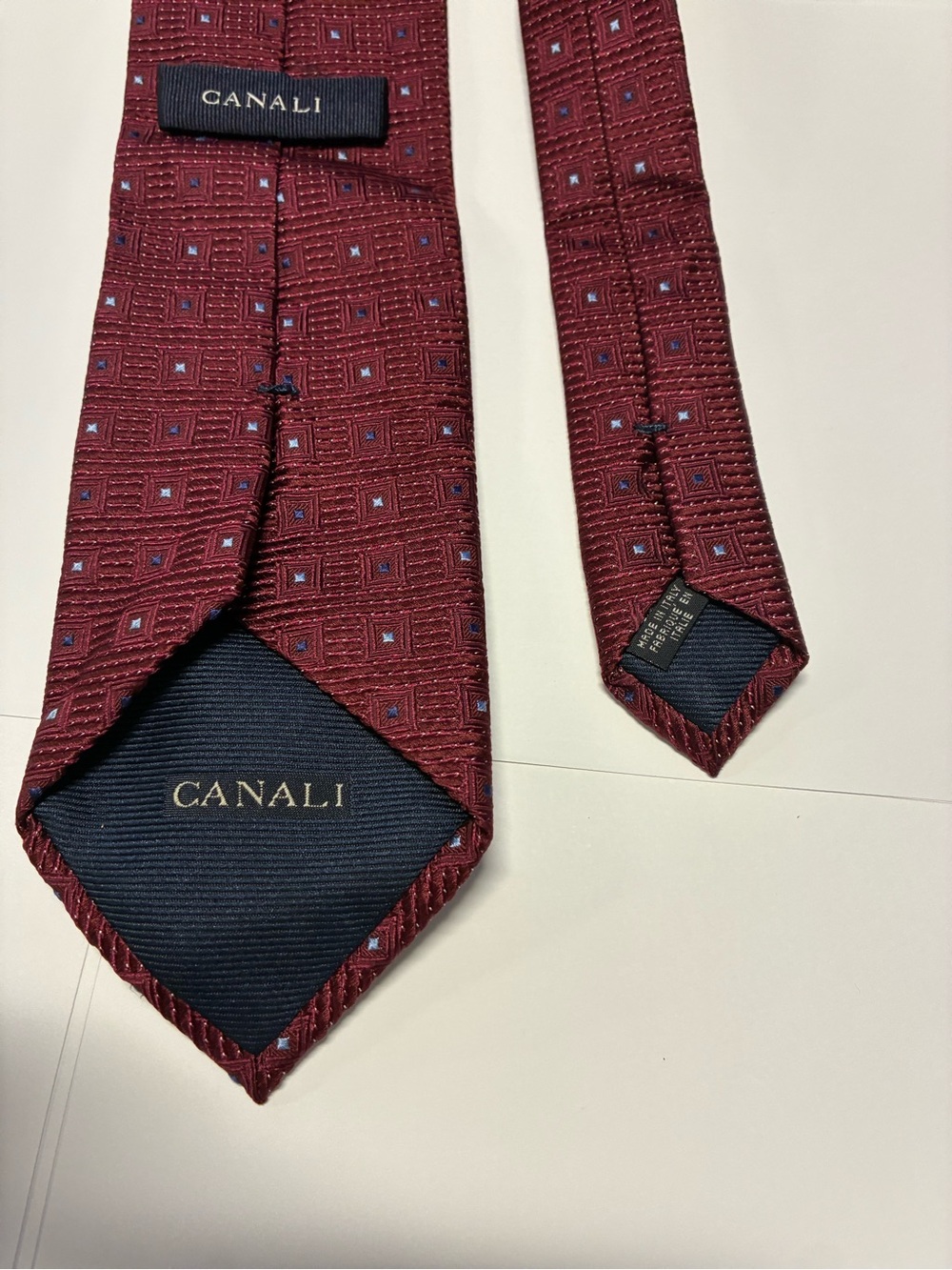 Canali Men's Burgundy Geometric Silk Tie